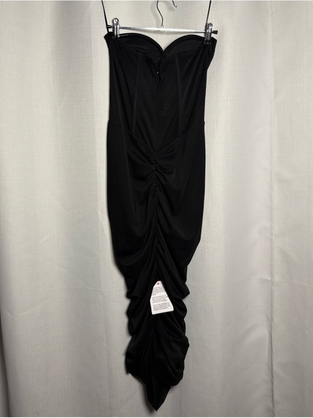 ASOS DESIGN Premium Mesh Bandeau Corset Ruched Black Midi Dress Size US 6 - Picture 4 of 10